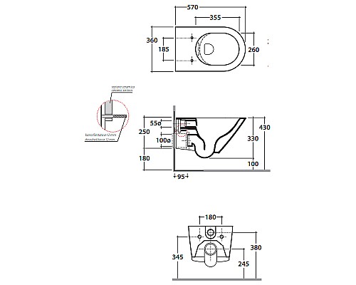 Унитаз Globo Forty3 FOS05.BI подвесной без сиденья