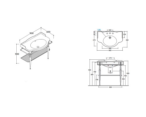 Консоль под раковину Globo Paestum 90 PATC56 Хром