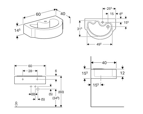 Раковина Geberit Bambini 60 326060000 детская Белая