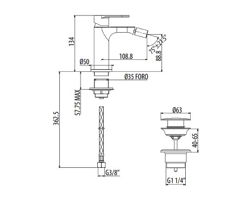 Смеситель для биде Gattoni H2Omix7000 7005070C0 Хром