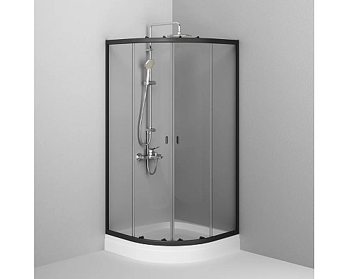 Душевой уголок AM.PM X-Joy Twin Slide 90х90 W88E-205-090BT64 профиль Черный матовый стекло прозрачное