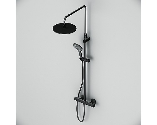 Комплект душевого уголка с душевой системой и аксессуарами AM.PM Gem S 120x80 WK93ER профиль Черный матовый стекло прозрачное