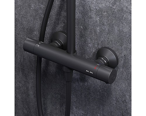 Комплект душевого уголка с душевой системой и аксессуарами AM.PM Gem S 120x80 WK93ER профиль Черный матовый стекло прозрачное