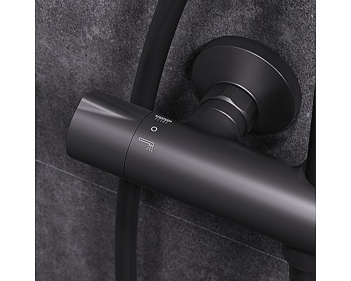 Комплект душевого уголка с душевой системой и аксессуарами AM.PM Gem S 120x80 WK93ER профиль Черный матовый стекло прозрачное