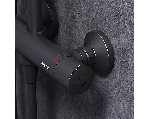 Комплект душевого уголка с душевой системой и аксессуарами AM.PM Gem S 120x80 WK93ER профиль Черный матовый стекло прозрачное