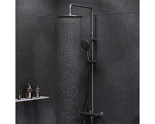 Комплект душевого уголка с душевой системой и аксессуарами AM.PM Gem S 120x80 WK93ER профиль Черный матовый стекло прозрачное