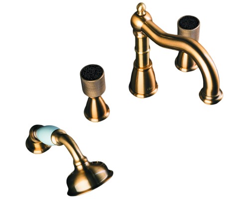 Смеситель на борт ванны Boheme Royal Cristal 391-Royal/CRST black Бронза