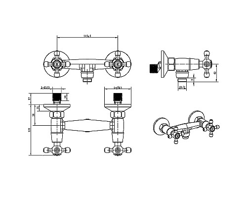 Смеситель для душа Boheme Royal Cristal 294-Royal/CRST black Золото