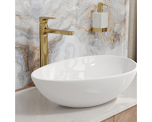 Смеситель для раковины WasserKRAFT Neckar 2103H Золото глянцевое