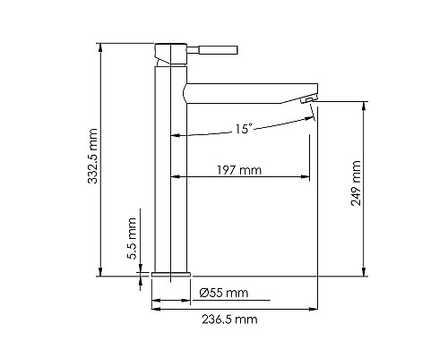Смеситель для раковины WasserKRAFT Gollach 3303H Черный матовый