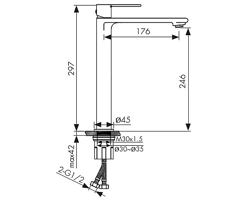 Смеситель для раковины Kaiser Serio 05411-9 Черный матовый