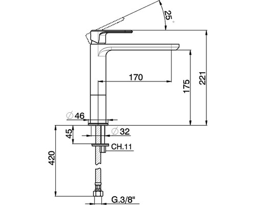 Смеситель для раковины Cisal LineaViva LV00150021 Хром