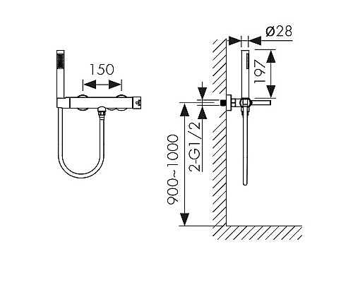 Смеситель для душа Kaiser Serio 05477-9 Черный матовый