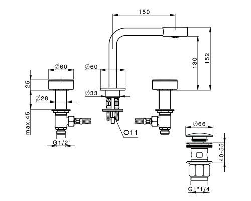 Смеситель для раковины Cisal Slim SM00102040 Черный матовый