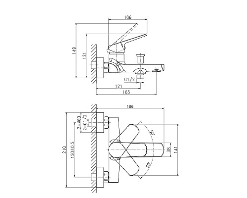 Смеситель для ванны Cersanit Flavis 64509 Хром