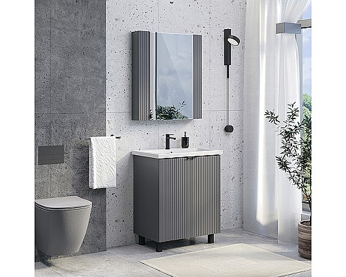 Зеркальный шкаф Comforty Лима 70 00-00004891 Антрацит