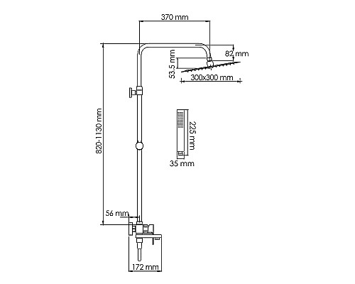 Душевая система WasserKRAFT Abens A277.162.218.BM Черная матовая
