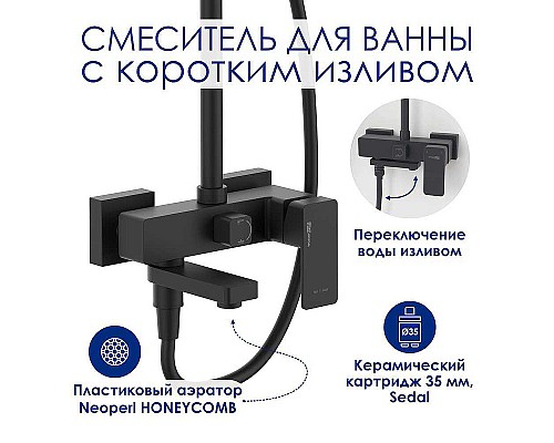 Душевая система WasserKRAFT Abens A277.162.218.BM Черная матовая