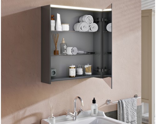 Зеркальный шкаф Vitra 60 R 66910 с подсветкой Антрацит глянцевый