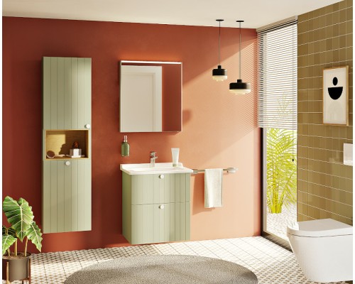 Зеркальный шкаф Vitra 60 R 66910 с подсветкой Антрацит глянцевый