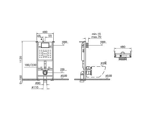 Инсталляция Vitra V-Fix Core 732-5800-01 для унитаза без клавиши смыва