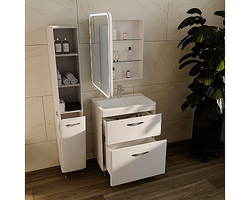 Зеркальный шкаф Style Line Каре 60 L СС-00002370 с подсветкой Белый