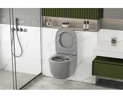 Унитаз Abber Bequem AC1103MG подвесной Серый матовый с сиденьем Микролифт