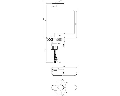 Смеситель для раковины Ravak Chrome CR 015.20BL X070429 Черный матовый