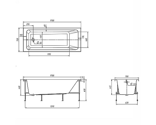 Акриловая ванна Roca Leon 170x70 248658000 без гидромассажа