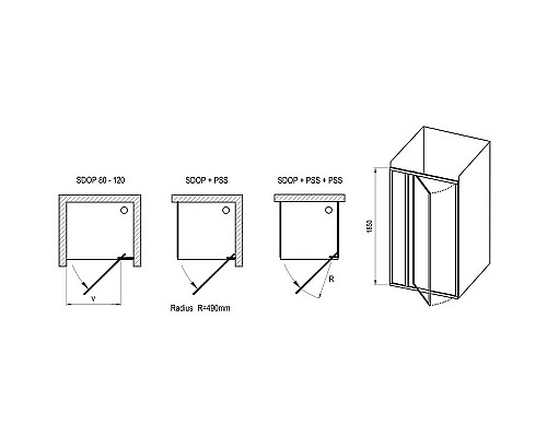Душевая дверь Ravak Supernova SDOP-70 03V10100ZG профиль Белый стекло Grape