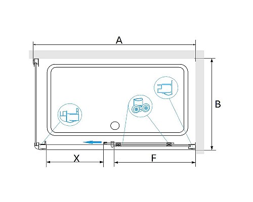 Душевой уголок RGW Passage PA-245B 120x90 410824592-14 профиль Черный стекло прозрачное