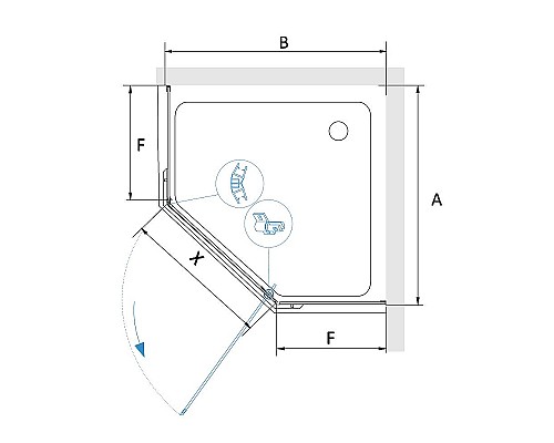 Душевой уголок RGW Passage PA-081B 120x120 35088122-14 профиль Черный стекло прозрачное
