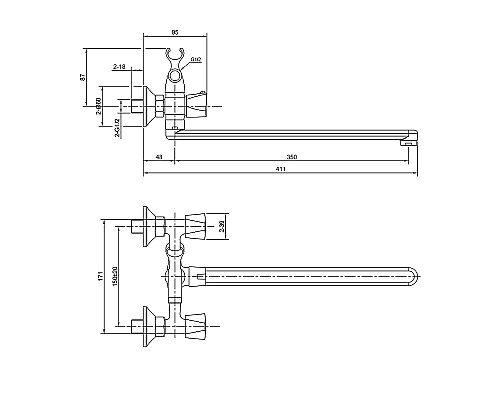 Смеситель для ванны WesnaArt Teplo TEP04-320 универсальный Хром