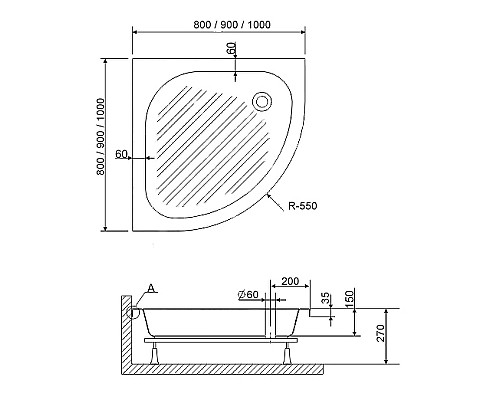 Акриловый поддон для душа RGW Acrylic BP/CL-S 80x80 16180488-51 Белый
