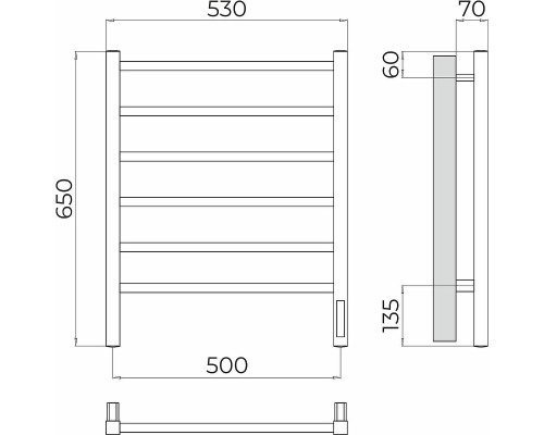 Электрический полотенцесушитель Terminus Ватикан П6 500х650 4670078544445 Хром