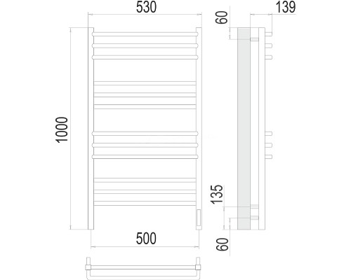 Электрический полотенцесушитель Terminus Соренто П12 500х1000 4670078527196 Хром