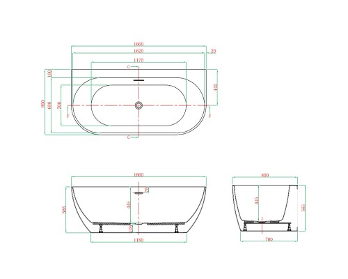 Акриловая ванна Vagnerplast Vera 166x80 KRBV166VER9X-64 без гидромассажа
