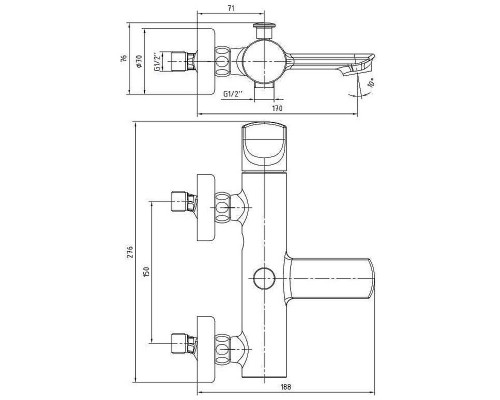 Смеситель для ванны E.C.A. Myra 104502470EX Черный глянец