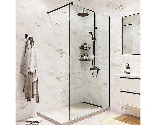 Душевая перегородка Reflection Walk in 90 RX20090CBL-14 профиль Черный матовый стекло прозрачное