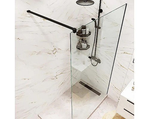 Душевая перегородка Reflection Walk in 90 RX20090CBL-14 профиль Черный матовый стекло прозрачное