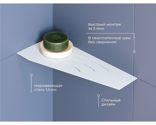Металлическая полка RGW MT-01W 49279901-01 угловая Белая