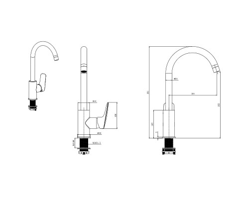 Смеситель для кухни Aquatek Вега AQ1082MB Черный матовый