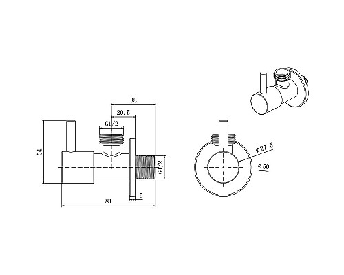 Запорный вентиль Aquatek AQ2450CR угловой Хром