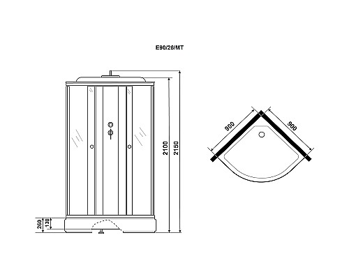 Душевая кабина Niagara Eco 90x90 E90/26/MT без гидромассажа