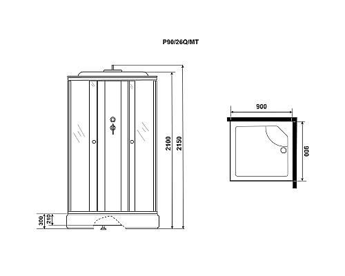 Душевая кабина Niagara Promo 90x90 P90/26Q/MT без гидромассажа