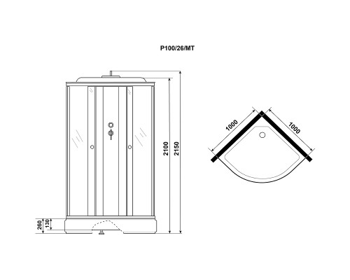 Душевая кабина Niagara Promo 100x100 P100/26/MT без гидромассажа