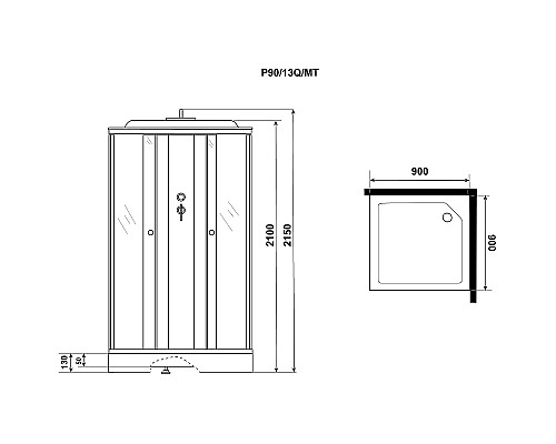 Душевая кабина Niagara Promo 90x90 P90/13Q/MT без гидромассажа