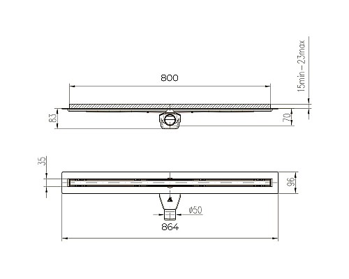 Душевой лоток Paini Slim Line 800 CH800SL с решеткой Хром глянец / под плитку