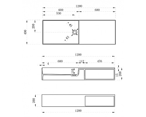 Раковина Abber Stein 120 AS2649-1.2 Белая матовая