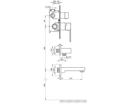 Смеситель для ванны GPD Pedra Colored MCA160-S Черный матовый